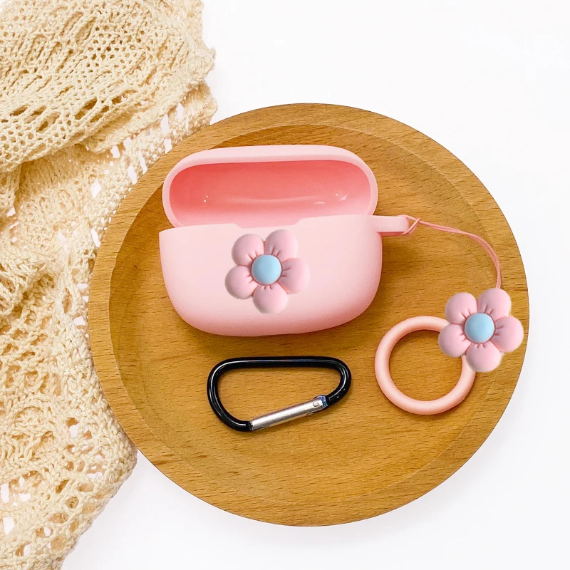 かわいい花ケースoppo enco x/X2ケース落下防止リングイヤホンカバーのための素敵なoppo enco X2シリコーンhearphoneケースfundas
