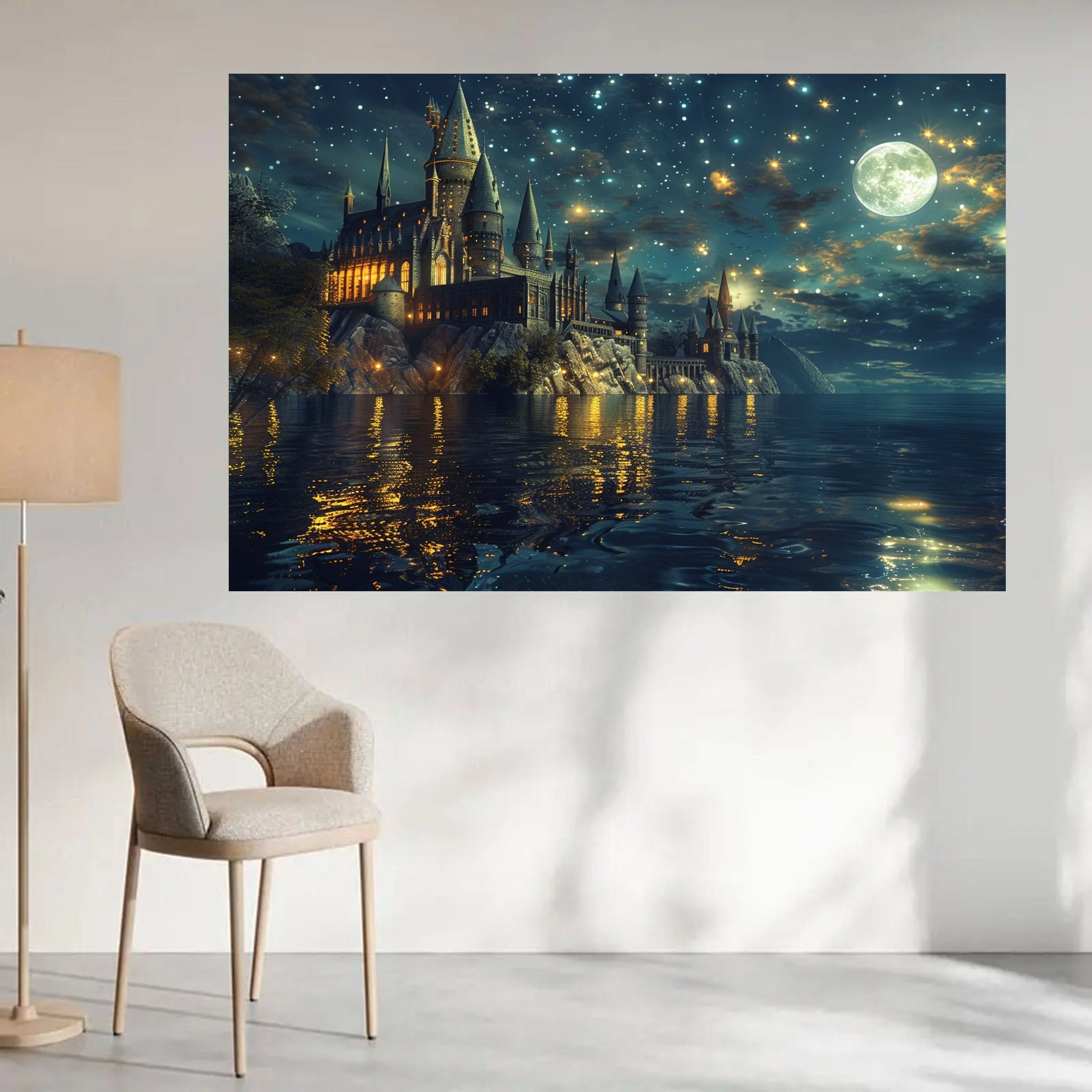 Magic Castle Photography Background Wizard World Night Sky Moon Lightning Party Decoration Photo Props