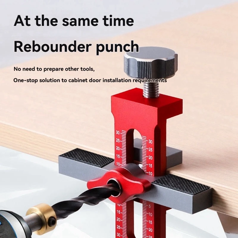 Cabinet Door Mounting Jig Quick Positioning Hole Opening Tool Adjustable Aluminum Cabinet Portable Cabinet Mount Locator