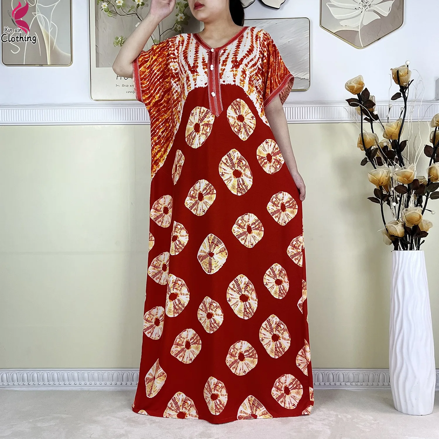 Nouvelle Robe de soirée musulmane pour femmes, ample, Dshiki, Maxi, été, manches courtes, imprimé Floral, Abaya africaine avec écharpe, 2025