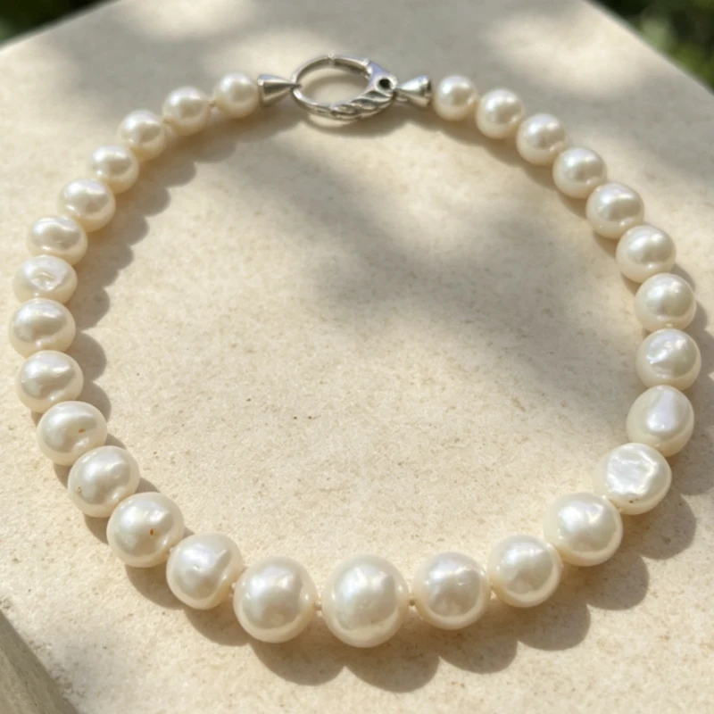 Elegant White Pearl Necklace, 17