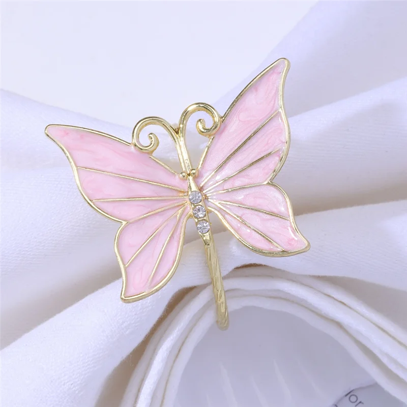 

J1UL1N 8PCS Flower Butterfly Napkin Ring Holder For Easter Wedding Party Family Gathering Napkin Cloth Ornament Decoration