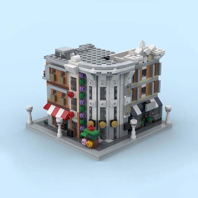 246pcs MOC Mini Birch Bank Modular Minied Model Building Blocks Christmas Gift Architecture Assemble Education Brick Toy Kids