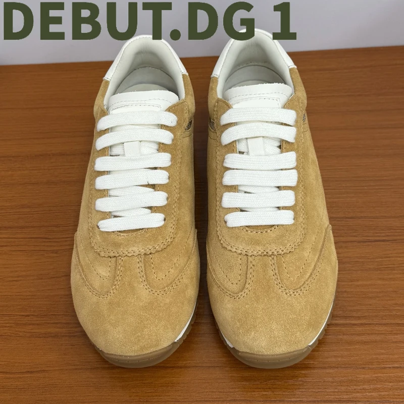 Women's Retro Training Shoes Early Autumn New, Suede & Leather Upper with Chain Detail, Comfortable Lace-Up Casual Sneakers