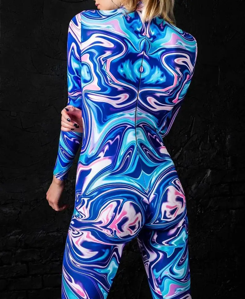 Damen 3D-Digital-Druck Erwachsenen-Cosplay Einteiler-Kostüm Reißverschluss-Jumpsuit Zentai-Kostüm Halloween-Spiel-Party-Bodysuit 2026 – Detail 5