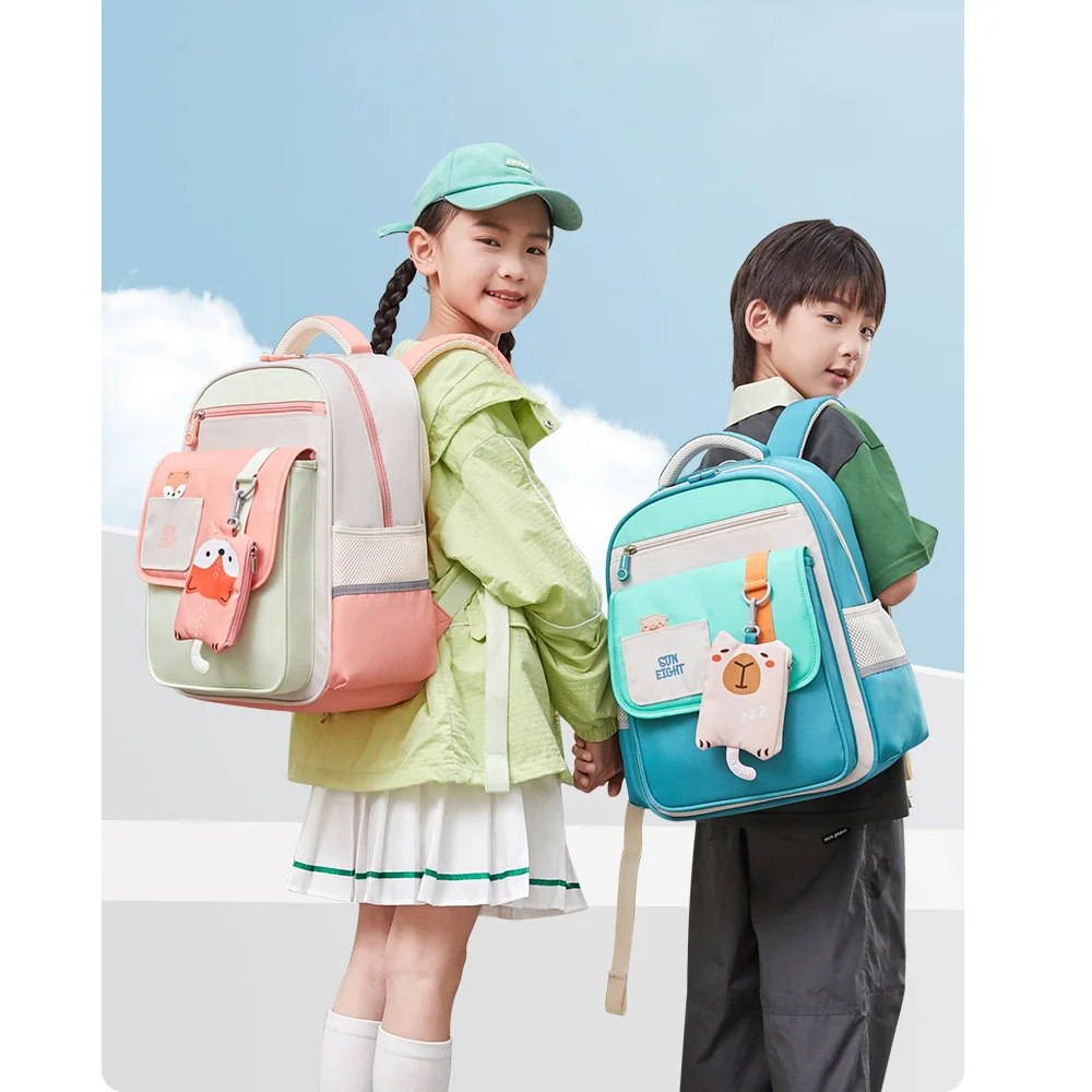 SUN EIGHT First Class Primary School Bags Cartoon Girl/boy Shoulder Bag Backpack Nylon