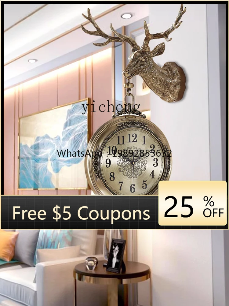 L2-3  living room silent corner wall clock  European high-end clock decoration light luxury two-sided clock