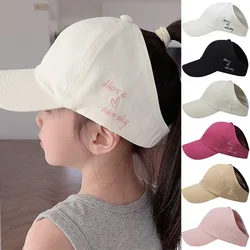 Fashion Kids Baseball Caps for Boys Girls Sun Hat Hollow High Ponytail Caps Children Sunshade Baseball Caps for age 4-12 Years