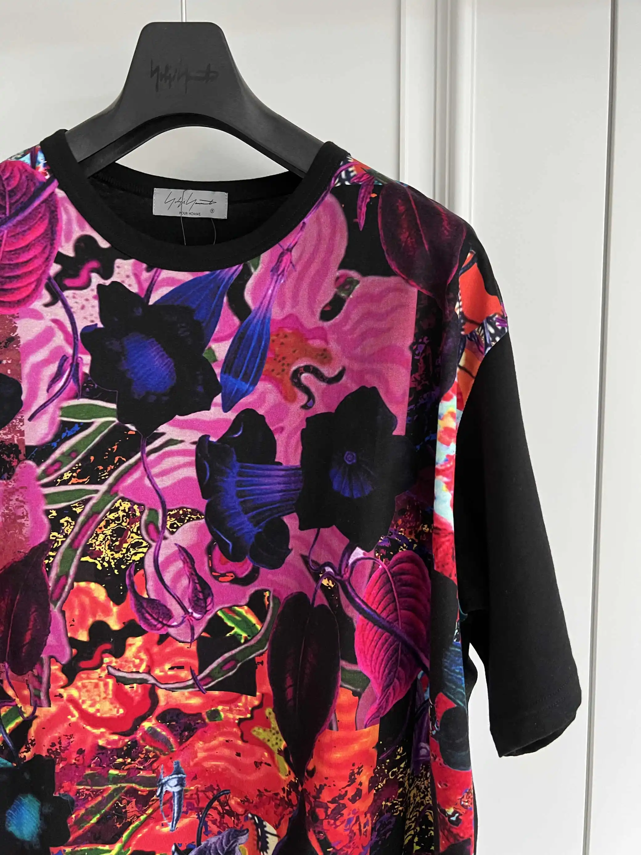 TOP-YAMAMOTO Original Design Collaboration Round Neck T-shirt, Hawaiian men's and women's large-sized Japanese