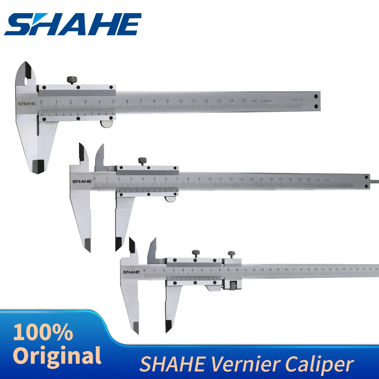 Shahe 0.02 mm Vernier Caliper 150/200/300mm Carbon Steel Micrometer Gauge Measurement Tools