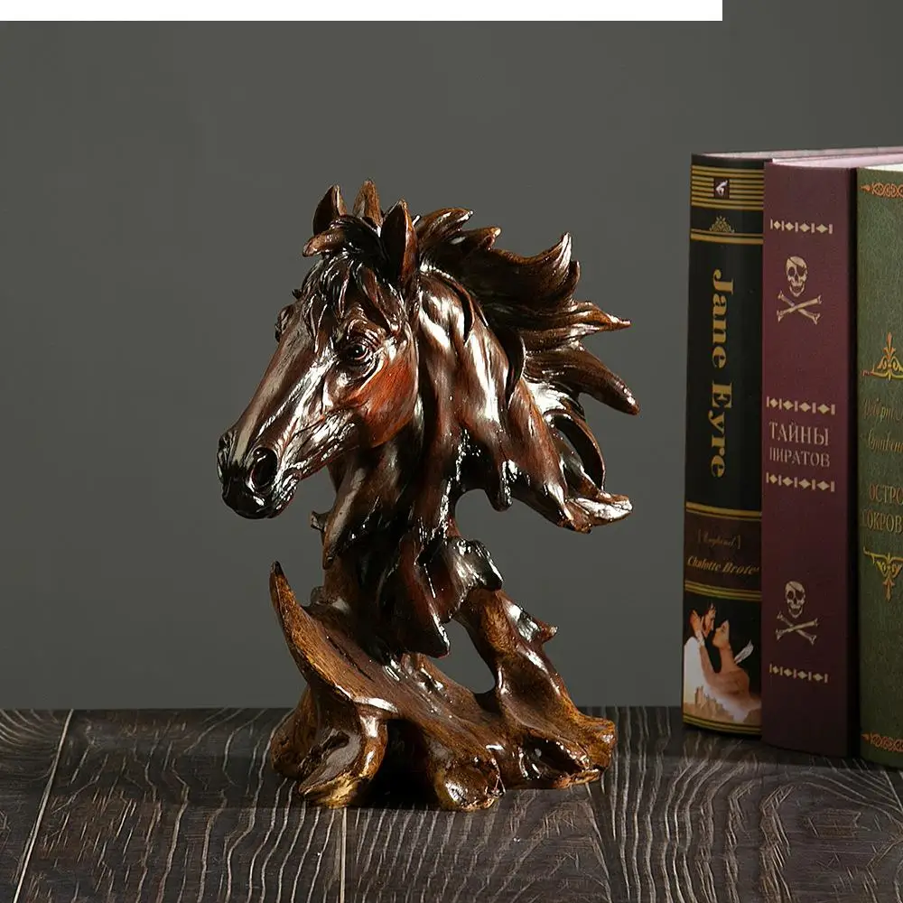 Modern Animal Wolf Sculpture Living Room Decoration Resin Crafts Root Carving Horse Lion Tiger Office Desktop Display