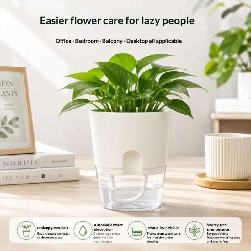 1Pcs Transparent Self-Watering Lazy Flowerpot Hydroponic Plant Pot for Kids Gardening Practice Home Use
