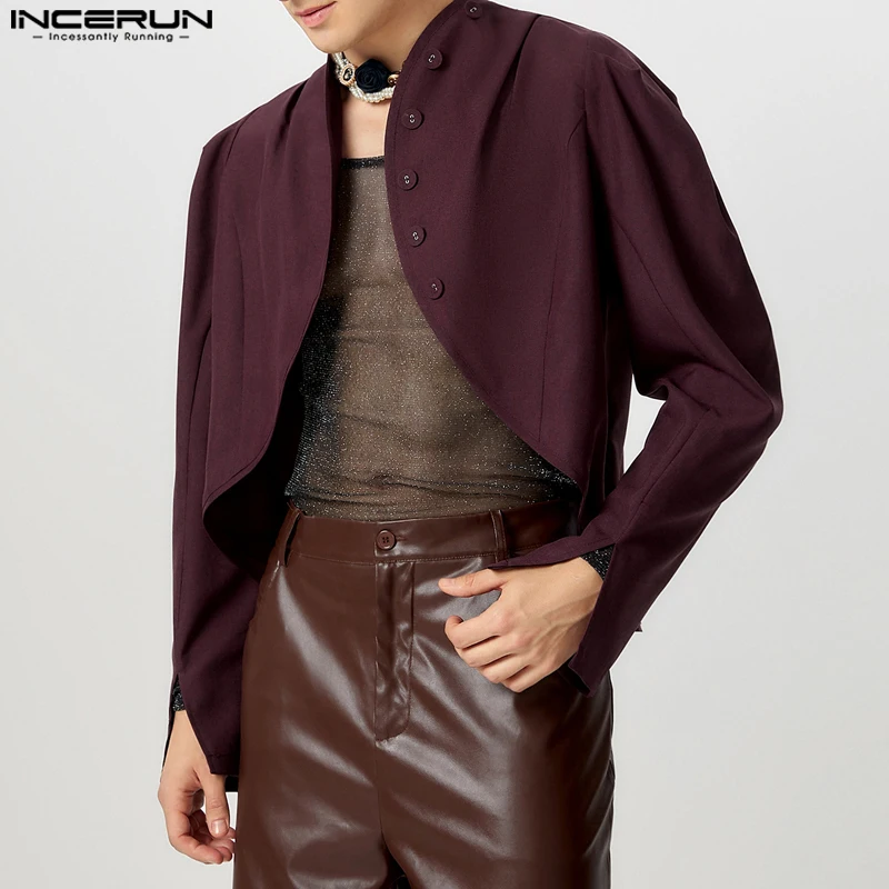 

INCERUN Men Blazer Solid Color Long Sleeve Open Stitch Irregular Blazer Men Streetwear 2025 Fashion Casual Suits