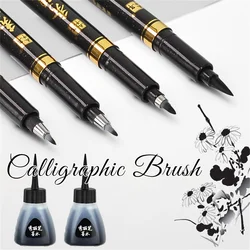 4Pcs/Set Calligraphy Pen Hand Lettering Art Pens Brush Ink Lettering Pens Markers for Writing Drawing Black Ink Pens Art Marker