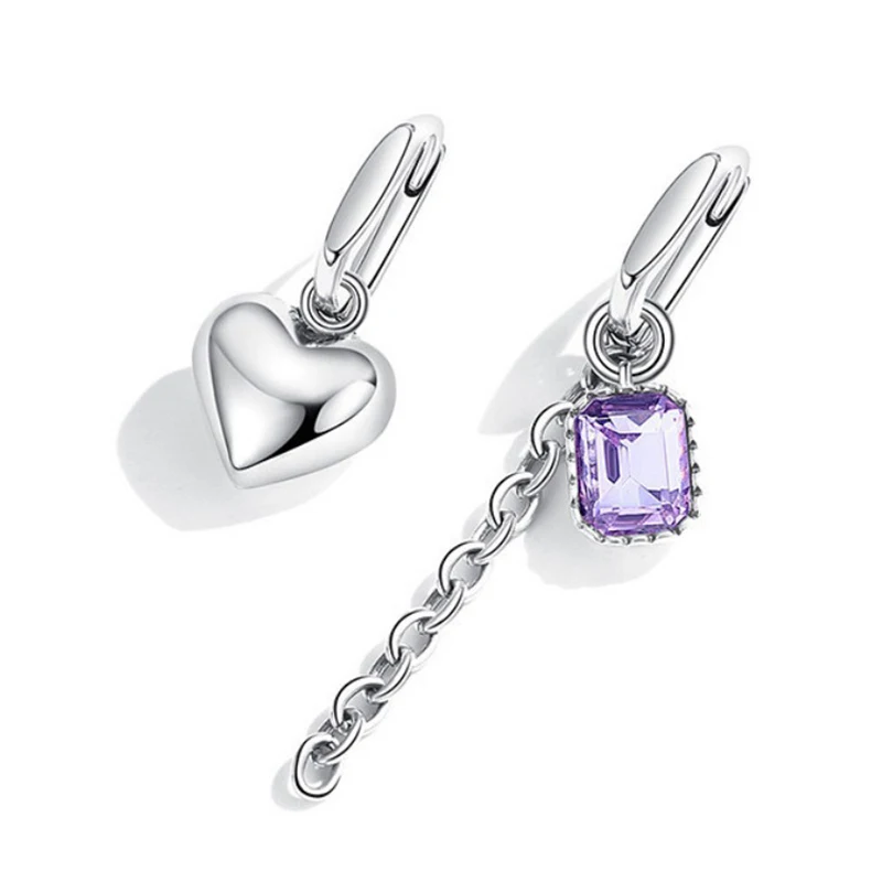 

Real 925 Sterling Silver Zircon Chain tassel Heart Hoop Earrings For Women Classic Fine Jewelry Light Luxury Accessories