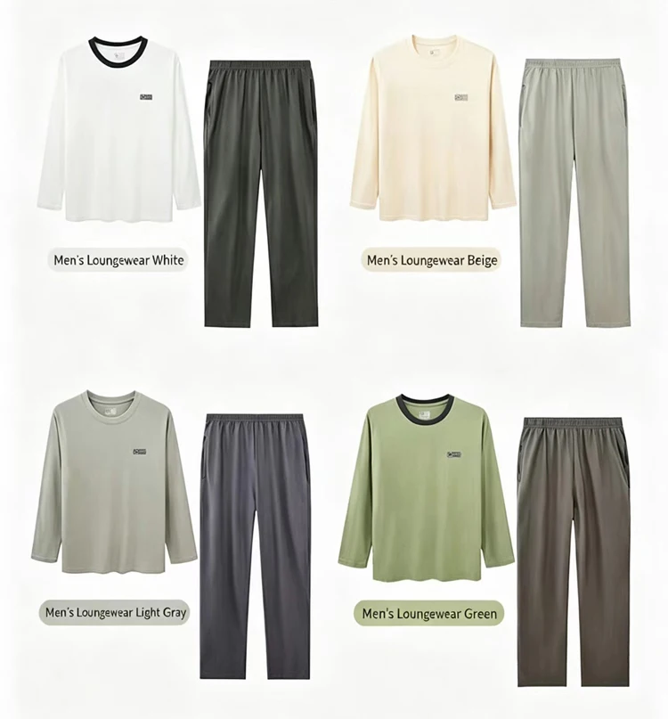 2-teiliges Set Jungen-Loungewear aus reiner Baumwolle, Frühlings- und Herbst-Pyjama für Jungen, bequeme, lockere Passform, lange Ärmel und lange Hose. – Detail 12