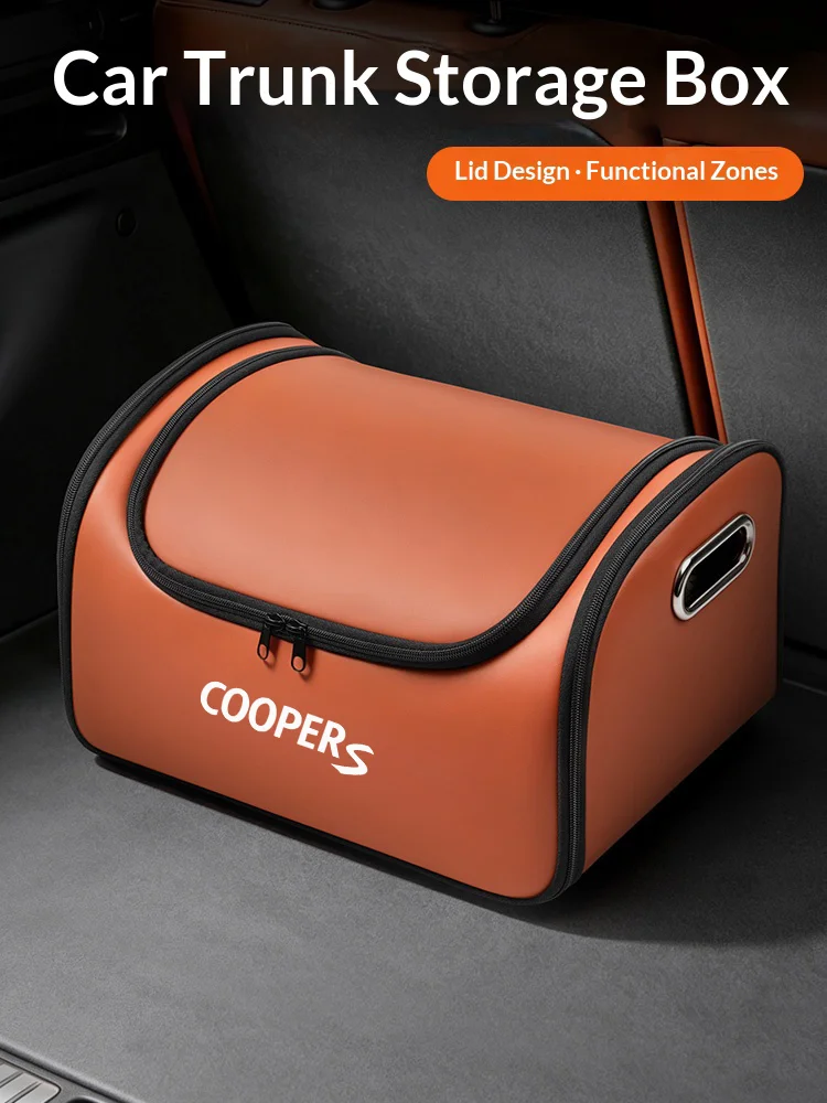 For Mini Cooper S Car Trunk Organizer Storage Box Seat Multifunctional Storage Bag with Built-in Pocket Auto Interior Accessorie