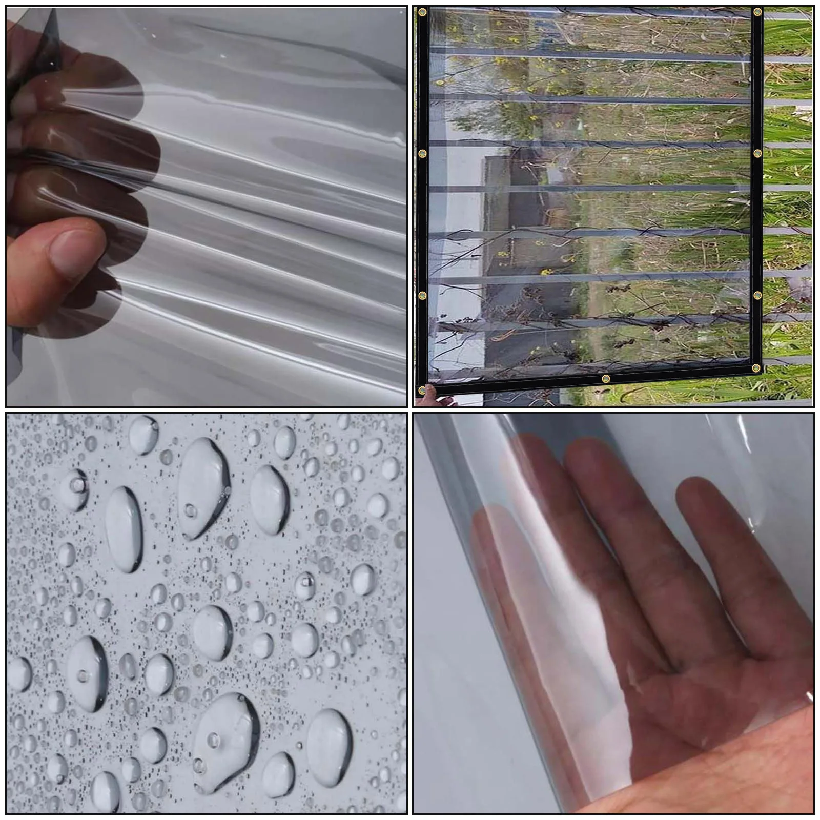 2-teilige durchscheinende Plane, robuste PVC-Plane, Regenplane mit Messingösen für Garten, Gewächshaus, Pflanzenabdeckung, Balkon, Terrasse – Detail 10