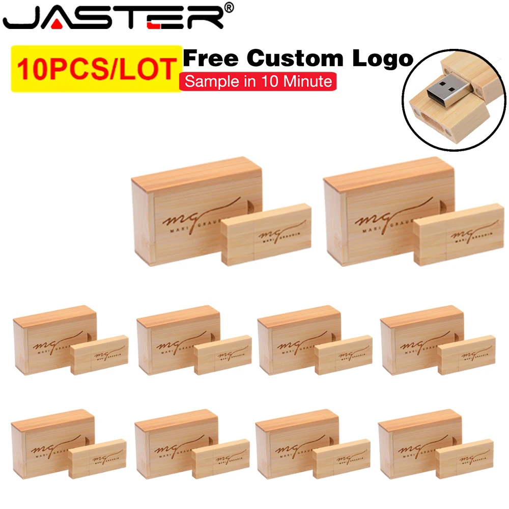 10PCS/LOT USB wooden usb flash drive Photography Wedding Gifts Free Custom Logo Memory Stick 128gb Walnut Wooden Pen Drives 16GB