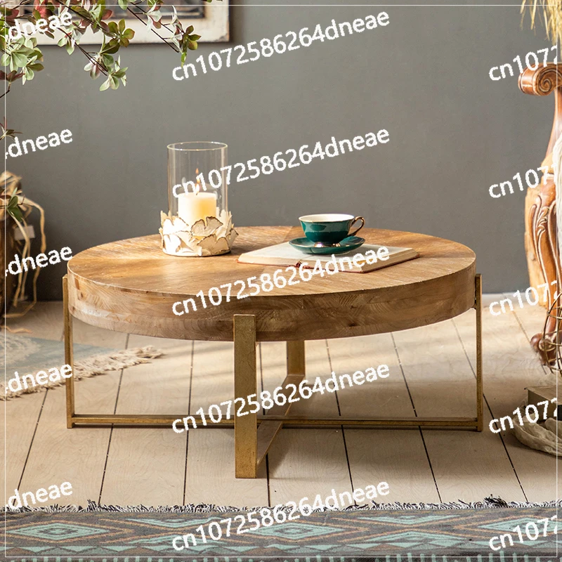

Solid wood coffee table Round living room Home designer hotel Tea table