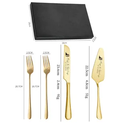 1 Set Personalized Wedding Cake Knife Server Set With Forks in Gift Box Custom Monogram Laser Name Party Favor