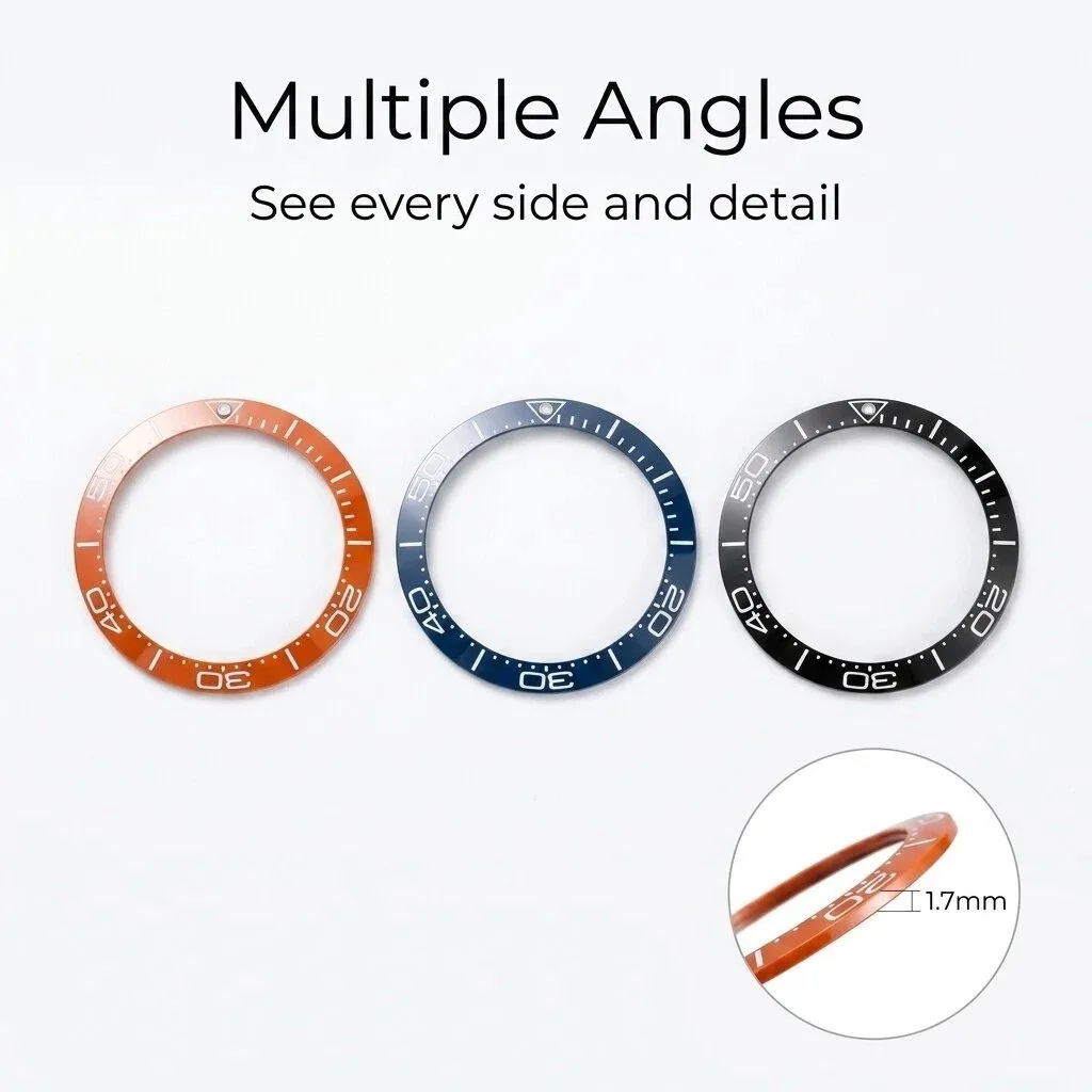 New Seagull SEA600m Style 38mm Orange, Black, and Blue Ceramic Bezel Insert for 40mm Watch Case SKX007 Modification Kit - view 4
