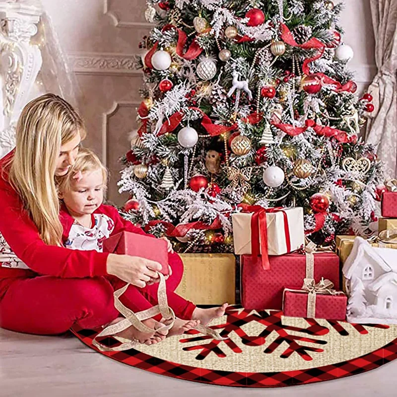 Christmas Tree Skirt Bowknot Decor Exquisite Print Cartoon Thicker Festival Prop Tear Resistant Party Decoration A Durable