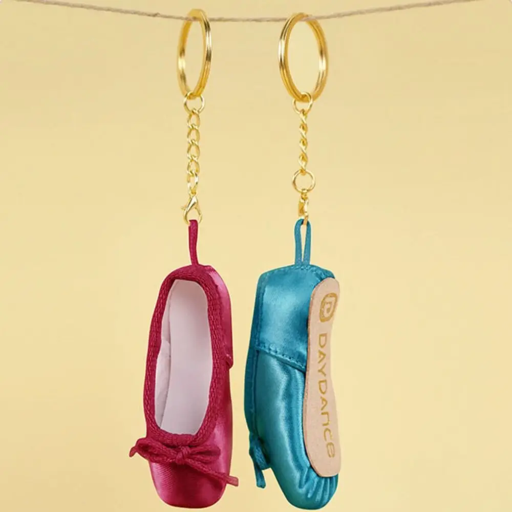 Ballet Shoe Shape Bow Pointe Shoes Keyrings Satin Mini Ballet Shoes Keychain Adjustable Pointe Shoe Ballet Shoe Keychain