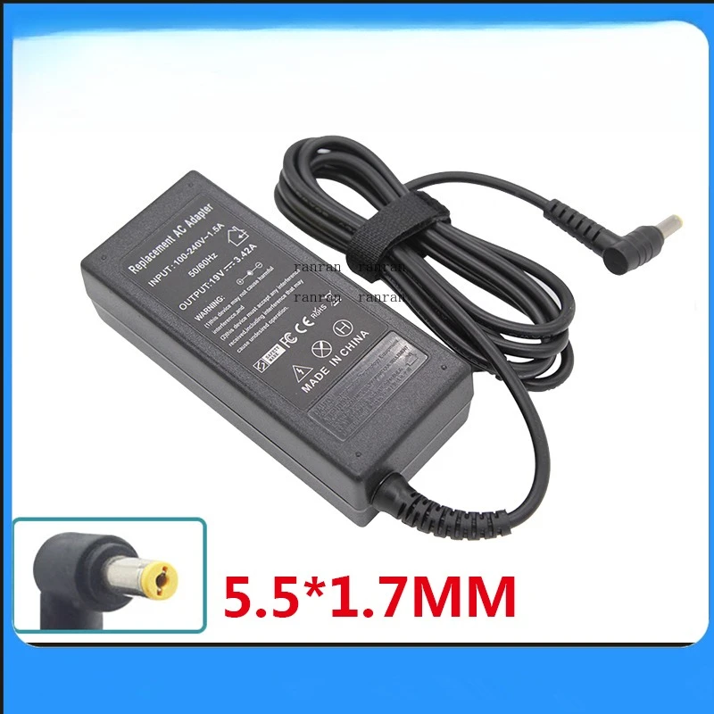 19V 3.42A 65W 5,5*1,7mm AC fuente de alimentación del cargador del ordenador portátil para Acer Aspire 1410 1680 3000 5315 5630 5735 5920 5535 5738 6920 adaptador