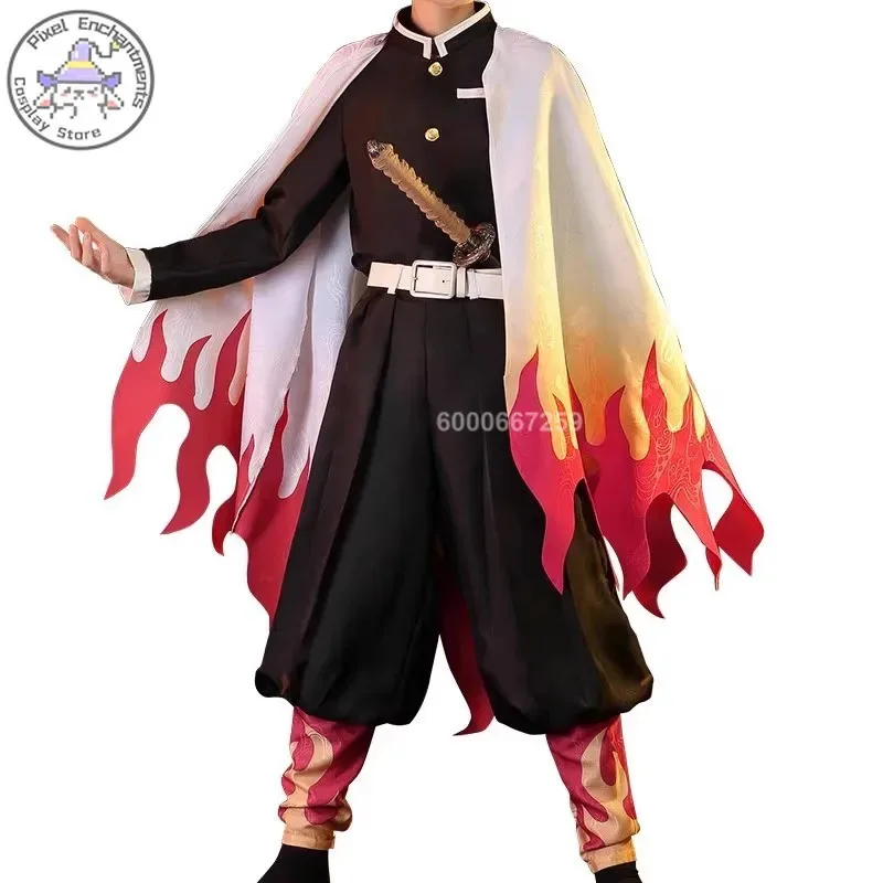 Anime Demon Slayer Rengoku Kyojuro disfraces Cosplay hombres Kimetsu No Yaiba Kisatsutai miembro traje de juego de rol Comic Con de Halloween