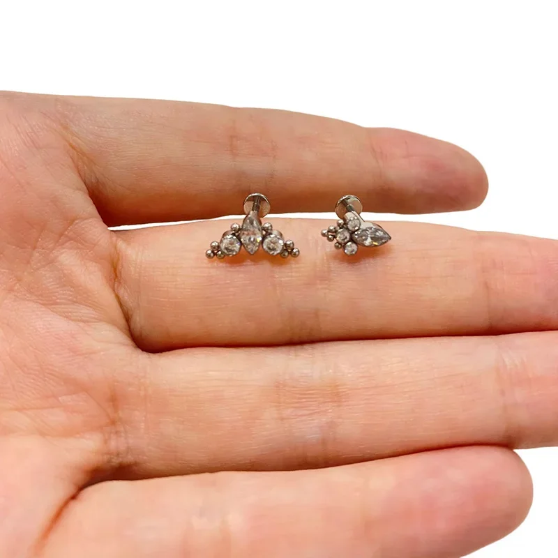 23 Titanium Labret Stud Zircon Diasah Tindik Telinga Anting-Anting Tragus Helix Cincin Bibir Anting-Anting Helix Perhiasan Tindik Tubuh
