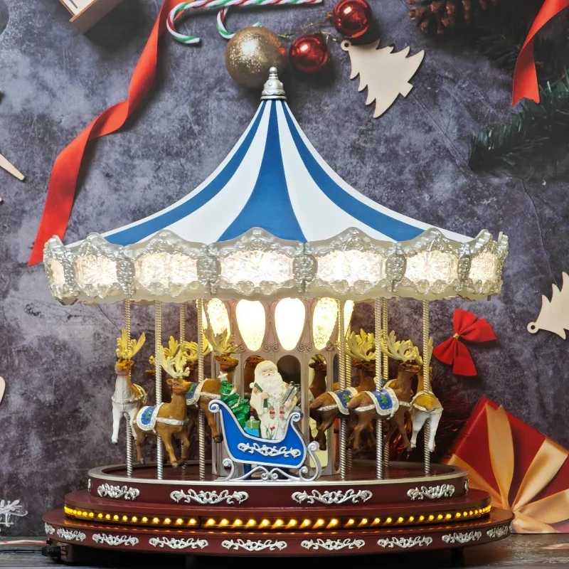 Christmas Carousel Music Box Holiday Gift Toy Ornament Luminous Crafts
