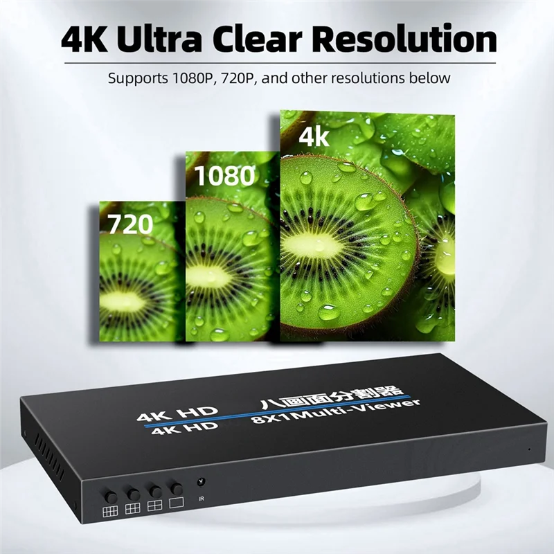 AF91-4K -Compatible 8X1 Quad Multi-Viewer Screen Divider Seamless Switching Multi-Screen Display Video Splitter