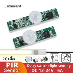 Build in PIR Human Body Sensing Light Sensor Delay Switch DC 12V 24V 6A for LED Aluminum Line Hard Lamp Bar Flexible Light Strip