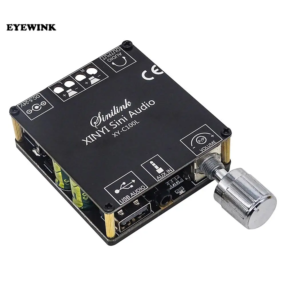 XY-C100L Sini Audio 100W Stereo Bluetooth digital power amplifier board dual channel 360 degree stepless tuning