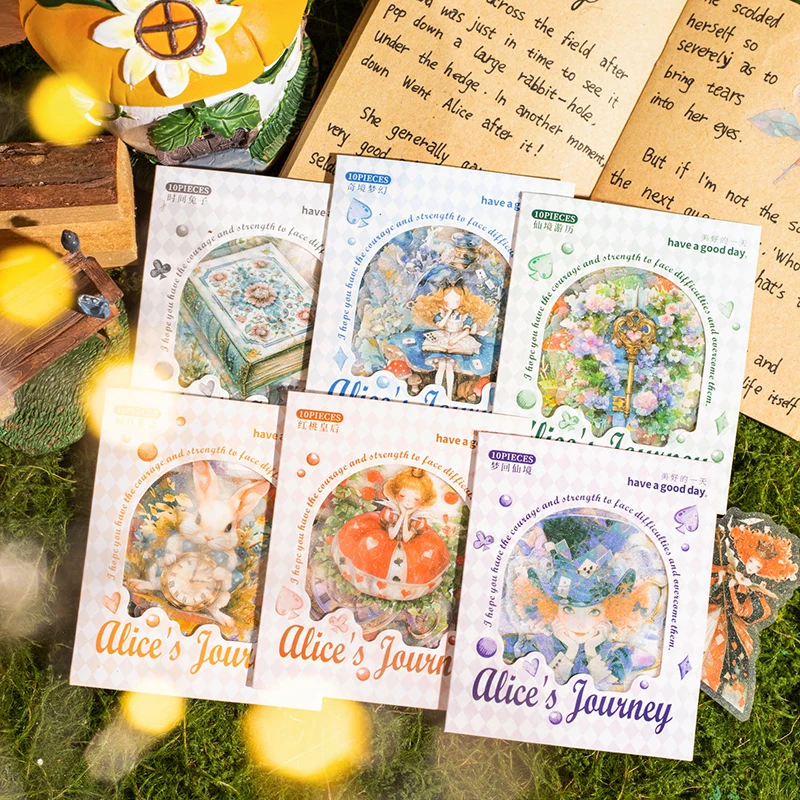 Mr.Paper 10Pcs PET Waterproof Stickers Retro Fairy Tale Stickers DIY Supplies for Journal Diary Scrapbook Collage Decor