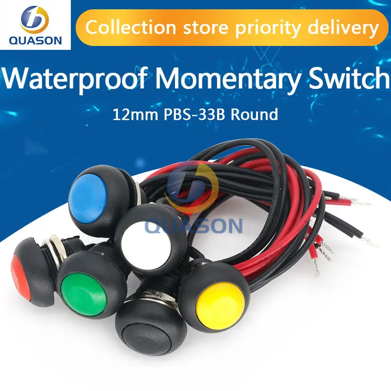 12mm PBS-33B Waterproof Momentary ON OFF Push Button Swithch Mini Round Switch