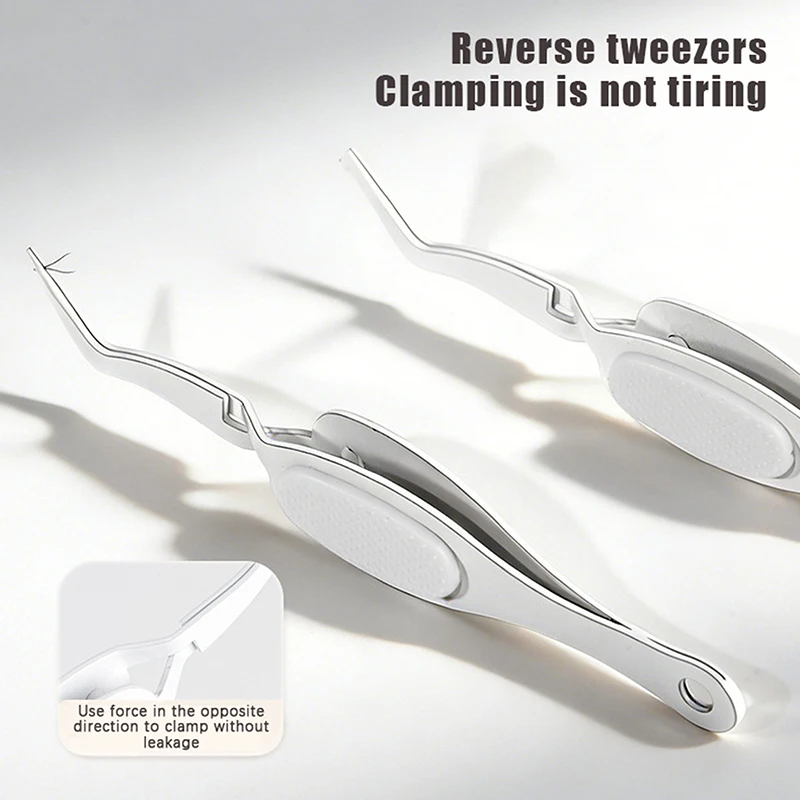 Reverse Tweezers Straight Curved Tweezer X-shaped Stainless Steel Multifunctional Eyelash Curler Extension Antislip Makeup Tool