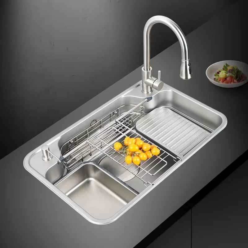 

80*50CM SUS304 Stainless Steel Kitchen Sink Undermount Rectangular Single Bowl Kitchen Sink