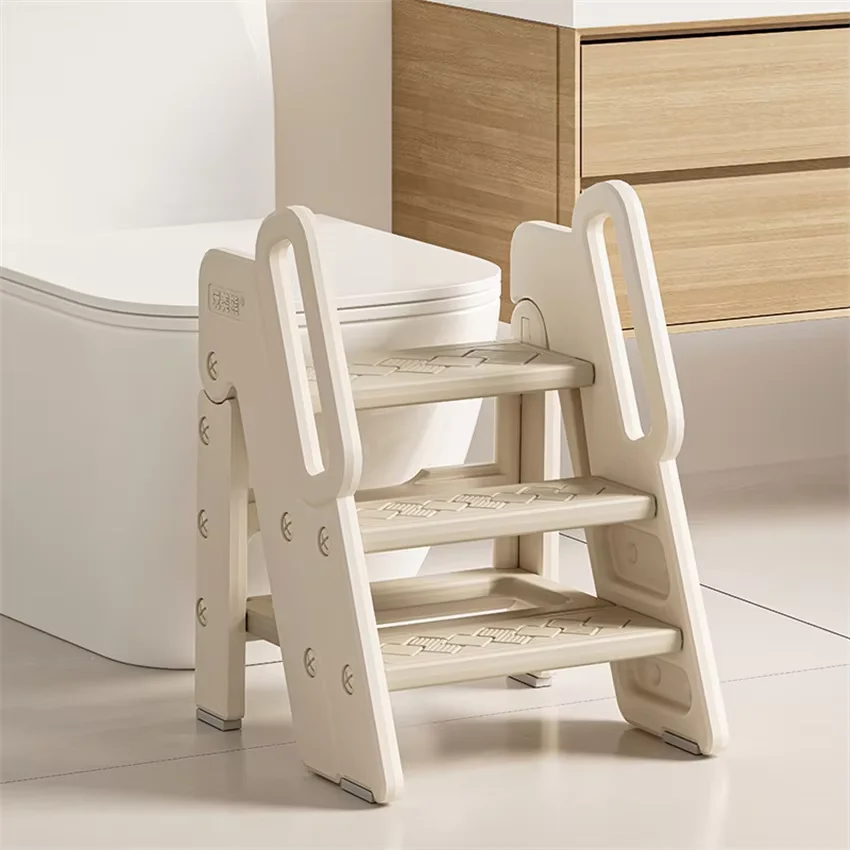 Foldable 3 Step Stool with Handles Toddler Toilet Potty Training Anti-slip 4 in 1 Adjustable 3-Step Bathroom Sink Stool for Kids