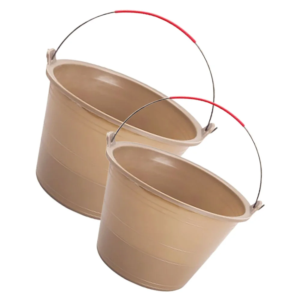 

2 Pcs Thickened Mud Bucket Barrel Milk Cement Storage Gardening Container Plastic Construction Site Charcoal