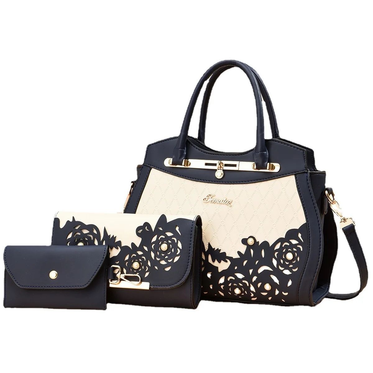 

Women Leather Handbag Pu Big Casual Large Capacity Shoulder Women's Three-piece Set New Style Styling Messenger Handbags 2024