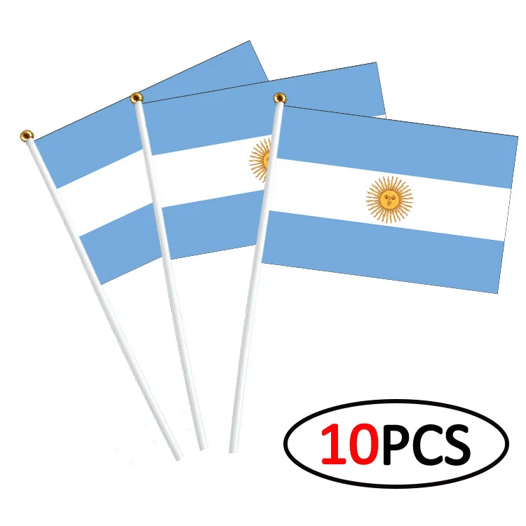 10/50/100Pcs Get your game on with our 14x21cm Argentina flag hand-held flag for sports events and opening ceremonies