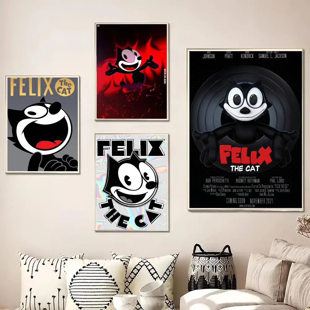 Cartoon F-Felix The Cat Painting Calligraphy Canvas Poster Wall Art for Living Room Bedroom Cafe Decor Gift