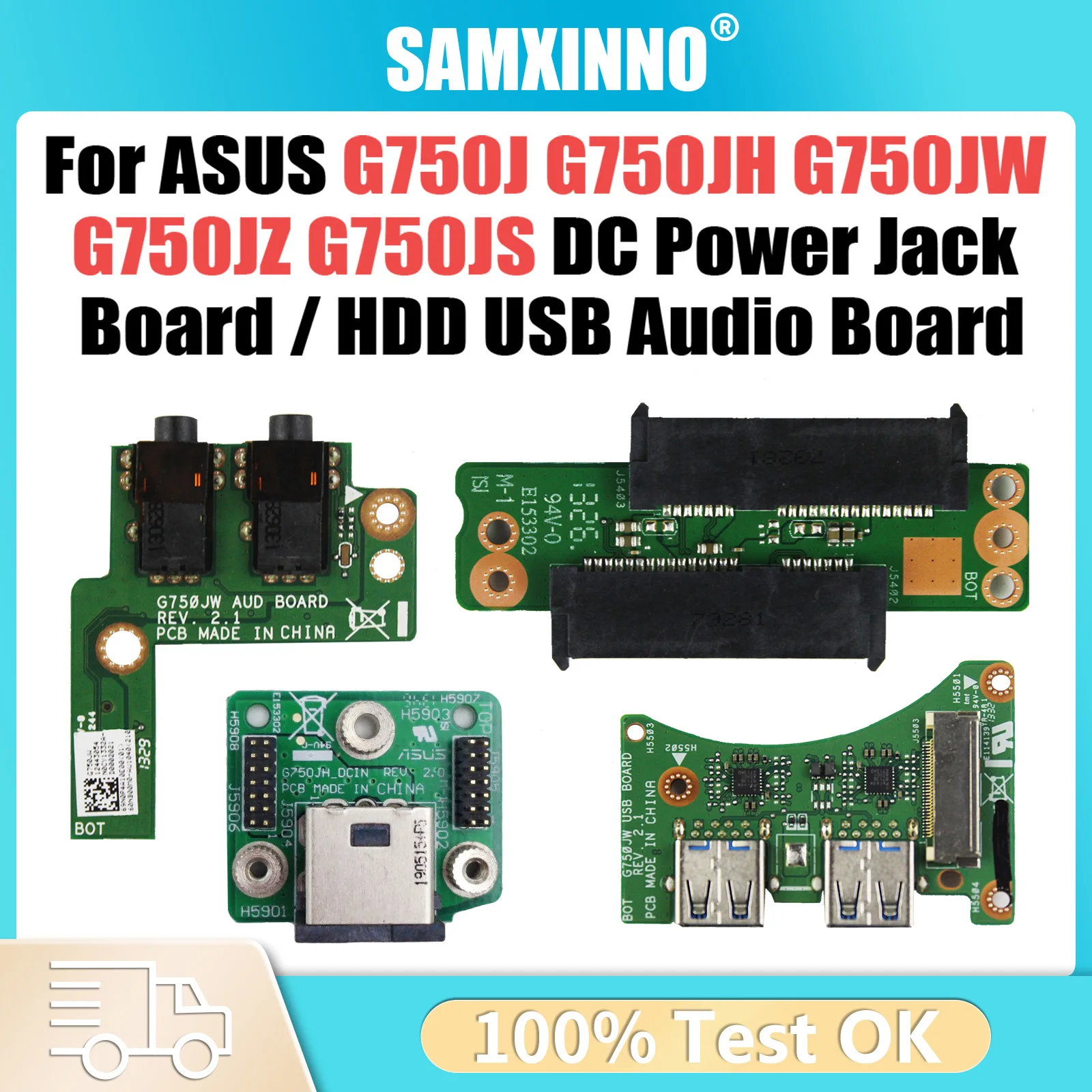 G750J For ASUS ROG G750JH G750JW G750JS G750JZ G750JX G750JM G750JY G750JH DC Power Jack Board or Hard Disk HDD USB audio board