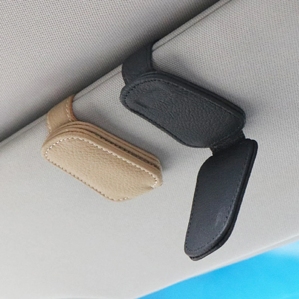 Universal Car Magnetic Leather Sunglasses Holder