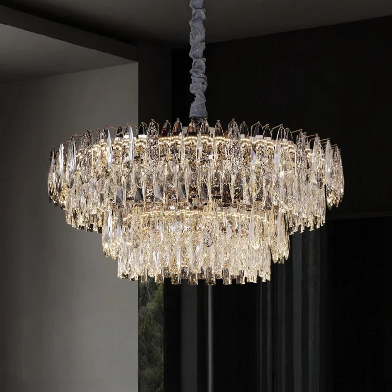 

French Luxury Living Room Led Chandelier K9 Crystal Hall Living Room Dining Room Bedroom Ceiling Light Lustre Lighting Fixtures
