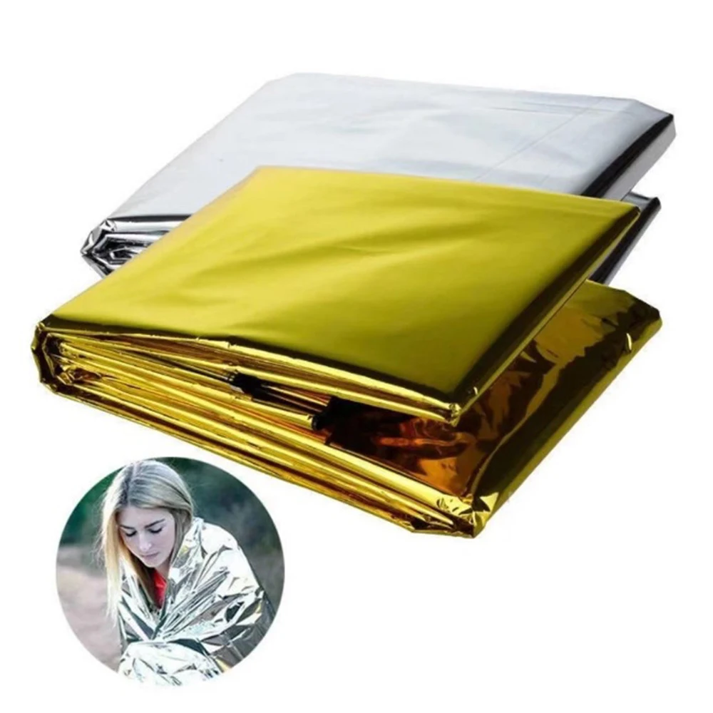 Mylar foil Emergency Survival Blanket Waterproof Windproof Thermal Foil Blanket Tear Resistant Folding First Aid Blanket