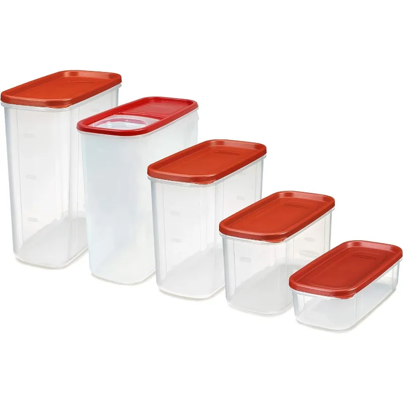 

Modular Premium Food Storage Containers with Lids, 10-Piece, Clear