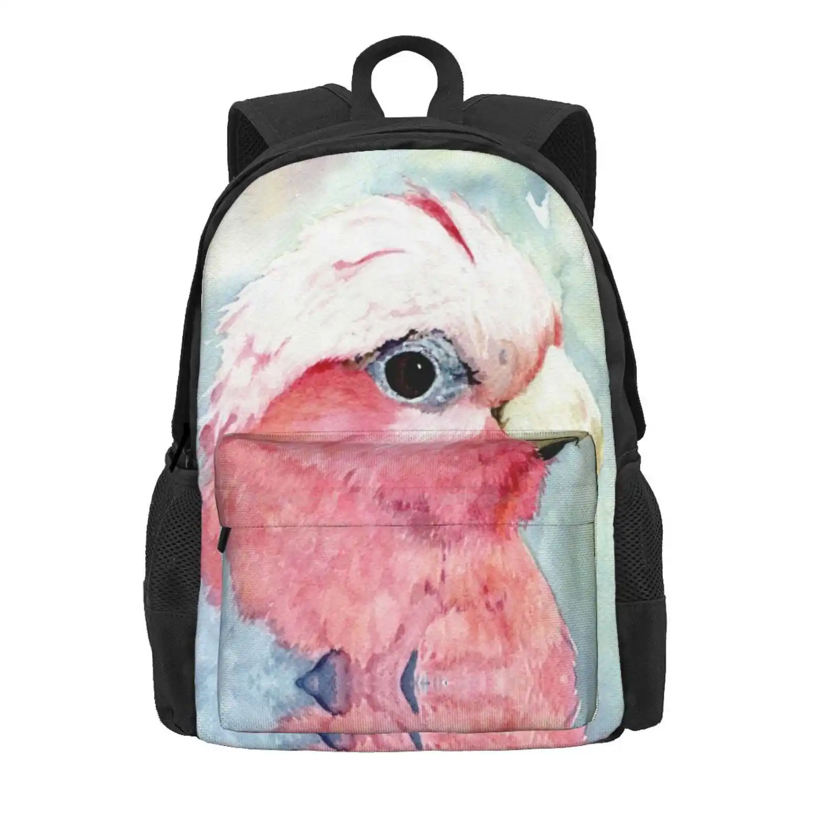 Australian Galah Cockatoo Watercolour Painting Hot Sale Schoolbag Backpack Fashion Bags Animal Galah Head Birds Bird Art